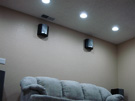 After - Recessed cans were installed to eliminate the fan light kit. Recessed cans really updated the entire room.